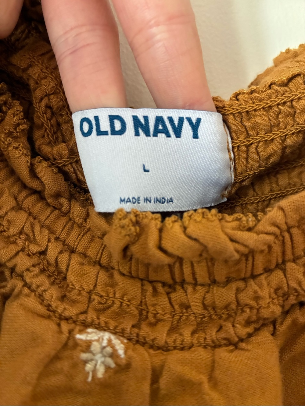 Old Navy Embroidered Puff Sleeve Top in Mustard - Picture 4 of 6